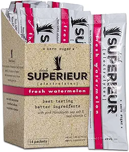 Superieur electrolyte Powder Packets - Vegan Electrolyte Hydration Powder w / Sea Minerals - Keto Friendly, Non- GMO, Zero Sugar Electrolyte Supplement - Sund Sports Drink - Watermelon (14 Packets)
