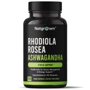 Natgrown Rhodiola Rosea med Ashwagandha Root Extract Kapsler - Standardiseret til 3% Rosavins og 1% Salidroside - 120 Greve