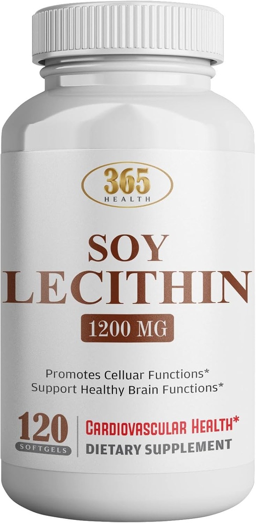 SUNDHED LFE Lecithin 1200mg, høj potens, 120 Softgel, naturlig kombination af essentielle fedtsyrer til støtte for hjerne & nerve funktioner - Lecithin Food Grade, 1200mg per servering, Kosttilskud