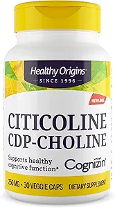 Sund oprindelse Cognizin (Citicolin), 250 mg - Hjerne supplement til hukommelse med Citicolin CDP Cholin - Non-GMO, Vegan & Gluten- Free Supplement - 30 Veggie kapsler