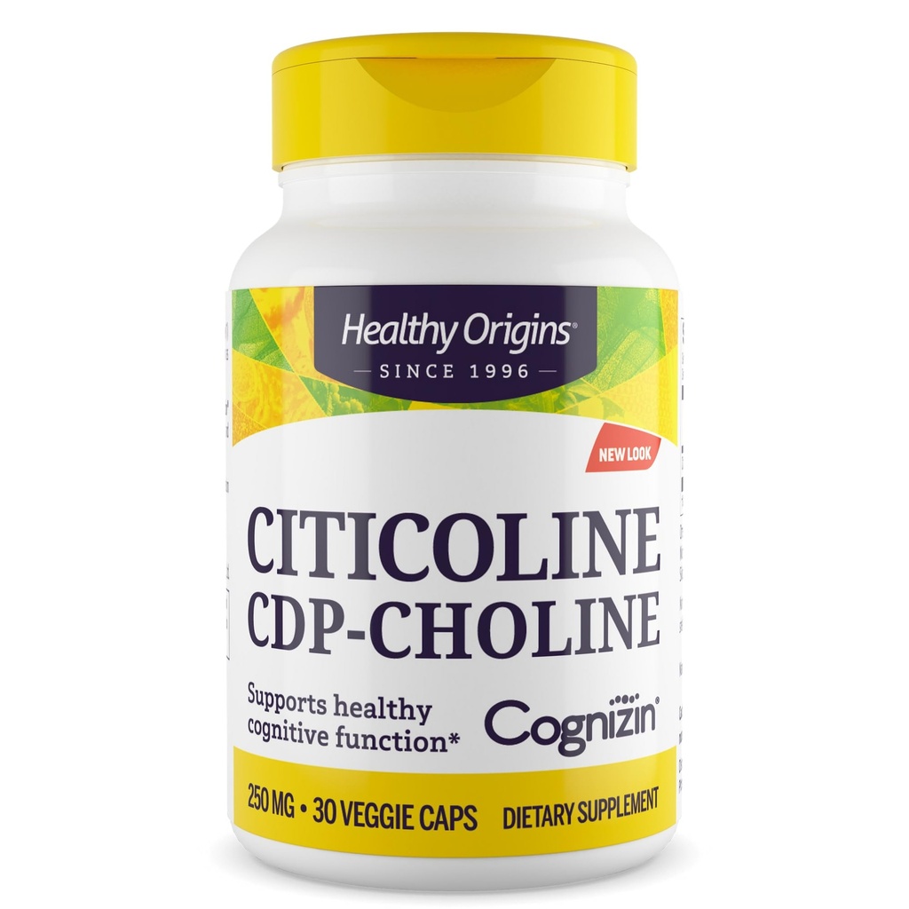 Sund oprindelse Cognizin (Citicolin), 250 mg - Hjerne supplement til hukommelse med Citicolin CDP Cholin - Non-GMO, Vegan & Gluten- Free Supplement - 30 Veggie kapsler