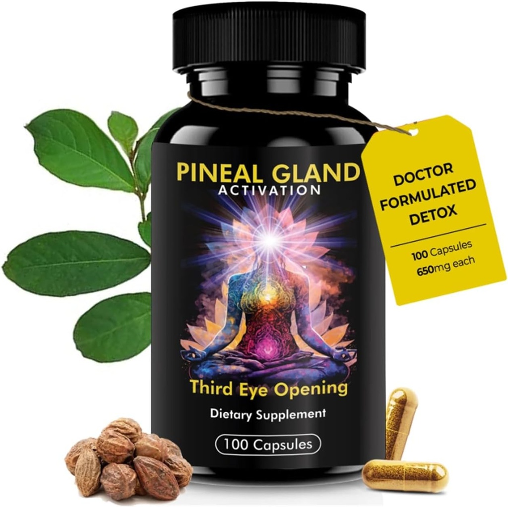 Pineal Gland Aktivering Supplement - Understøtter dekalcifikation, tredje øje Awakening, Intuation, og mental Klarhed - 100 Veganske kapsler