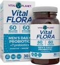 Vital Planet - Vital Flora Men’s Daily Probiotic, 60 Billion CFU, 60 Diverse Strains, 7 Organic Prebiotics, Immune Support, Gas Relief, Colon and Digestive Health Probiotics for Men 30 Capsules