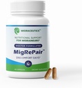 MigRePair Flaske på 60 - Læge Formuleret Migræne Relief Kosttilskud - Natural Herbal Support med Feverfew, Butterbur & Grape Seed - Migræne Supplement for kvinder & mænd - Migræne Hovedpine Support
