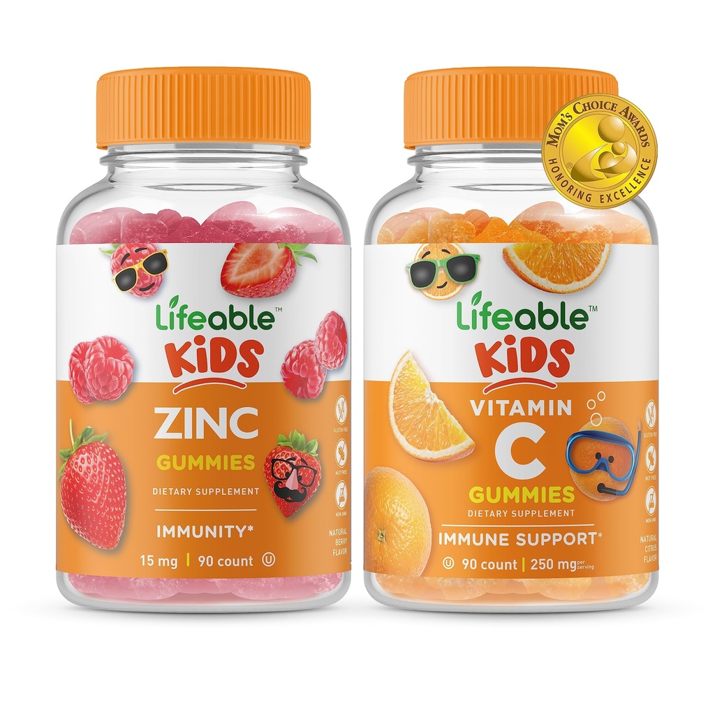 Livbare Zink Kids + C-vitamin Kids, Gummies Bundle - Great Tasting, Vitamin Supplement, Gluten Free, GMO Free, Chewable Gummy