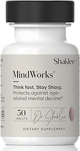 Shaklee MindWorks ® - Brain Health Supplement for Brain Sharpness & Focus - Understøttede næringsstoffer & ekstrakter - Chardonnay Grape frø polyphenoler, Guarana Extract, Vitaminer B6, B12, Folate - 30 tabletter