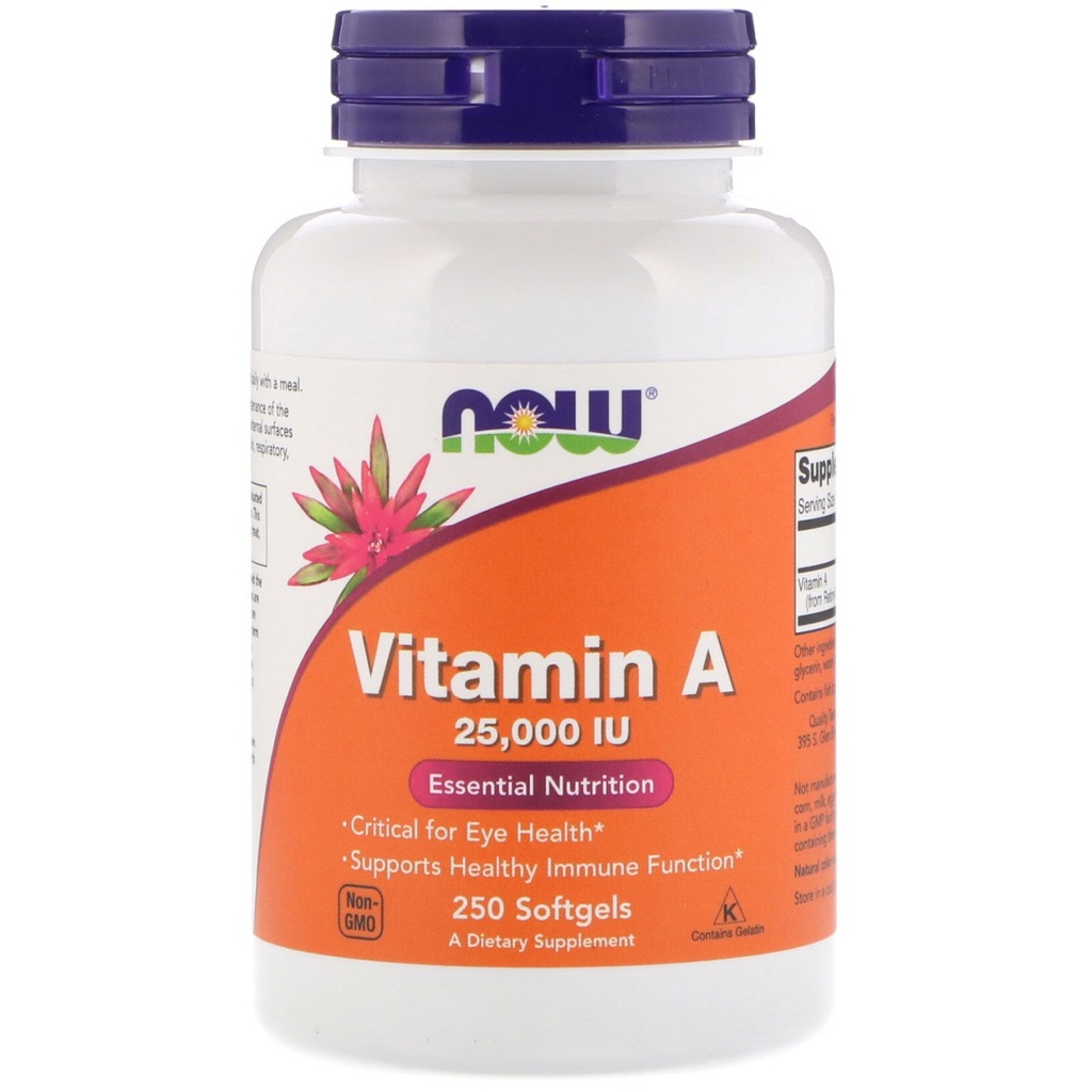 Nu Foods Vitamin A, 25000 IE fra fisk leverolie, 250 Softgels (pakke med 2)