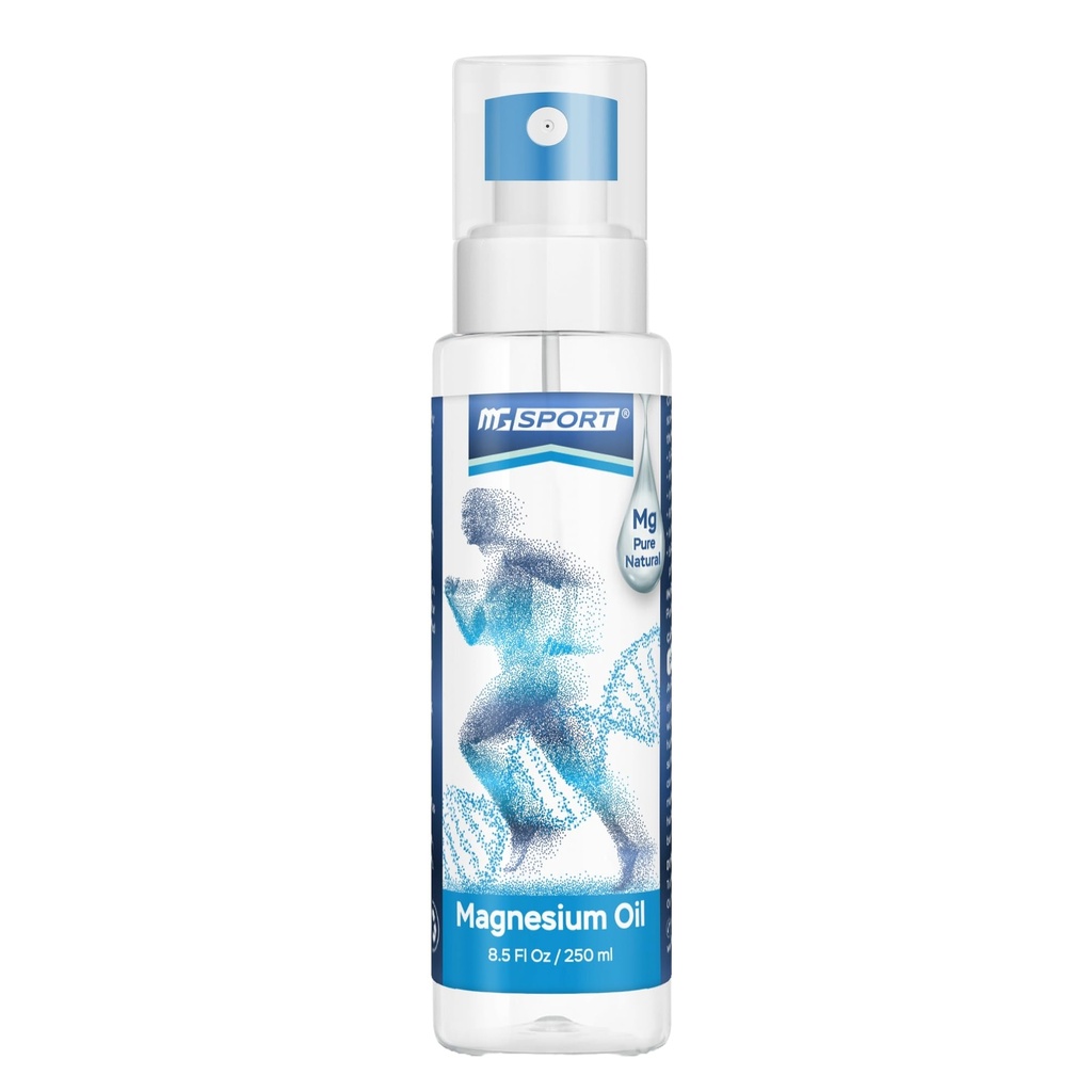 Magnesium Oil Spray - 250 ml Magnesium Chlorid Høj Absorption og Rene fra det Døde Hav, Ingen Konserveringsmidler - Understøtter søvn, muskel opsving og kramper. 1.400 sprays - 8 mg Mg pr. spray.
