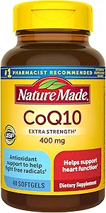 Nature Made CoQ10 400mg, Kosttilskud til Heart Health Support, 40 Softgels, 40 Day Supply