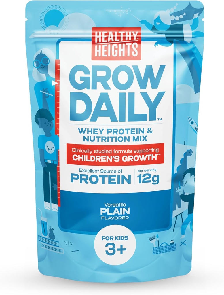 Sund Heights Grow Daily Kids Protein Drink Mix (Plain) - High Protein Shake for Kids 3 +