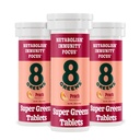 8Greens Supergreens Tablets Б124; Super Green Powder Superfood Tablet, Metabolisme Immunitet & Focus, Daily Green Effervescent Tablets, Organic: Aloe Vera, Spirulina, Chlorella, Peach, 30 Servere