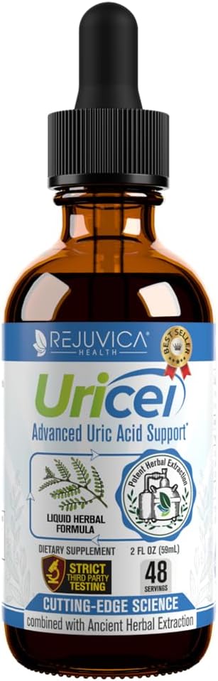 Uricel - Advanced Uric Acid Support & Cleanse Supplement - Joint & Nyre Support - Flydende levering til bedre absorption - Tart Cherry, Chanca Piedra, Selleri frø & gurkemeje - 2 fl oz