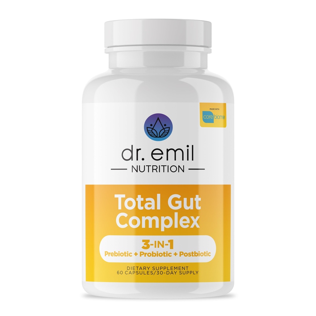 DR. EMIL NURITION Kvinder & mænd Total Gut Health Complex 124; Prebiotic + Probiotic + Postbiotic Gut Health Supplements