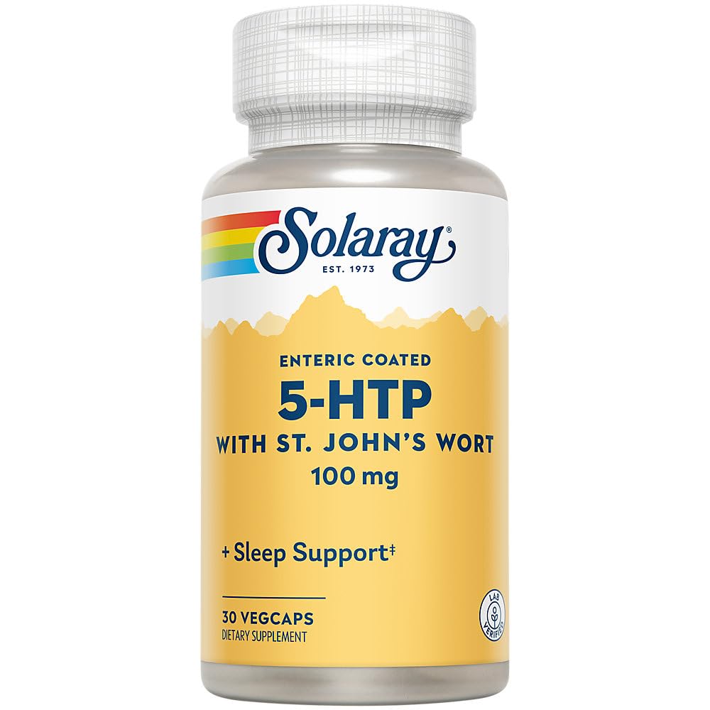 SOLARAY 5- HTP Plus prikbladet perikon - 30 enterik- overtrukne kapsler - 100 mg - 30 Servere