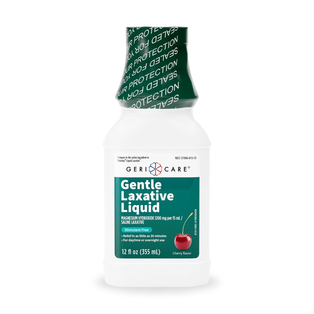 GeriCare Liquid Laxative for Constipation Relief - Maksimal styrke Afføringsmiddel med Magnesium Hydroxid, Mælk af Magnesia Cherry Flavored, og Colonoscopy Prep Support, Stimulant Free 12 oz