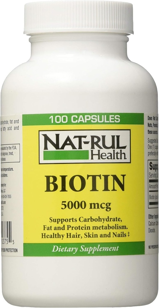 NAT- Rul Biotin 5000 mikrogram kapsler 100 ea
