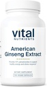 Vital Nutrients - American Ginseng - Energistøtte - Mental og fysisk udholdenhed - 100 Vegetariske kapsler per flaske - 250 mg