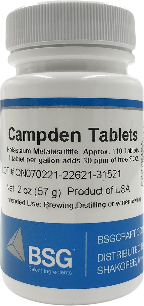 Tabletter (Kaliummetabisulfit), 2oz