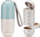 Zannaki 2 i 1 Pill Organizer med Cutter, Grain Fiber Weekly Pill Case Stor kompartment Fugt Bevis, Magnetisk Lock, BPA Free Travel Vandring Pill Box 7 Dag til at holde piller, Vitaminer, Fiskeolie, Kosttilskud