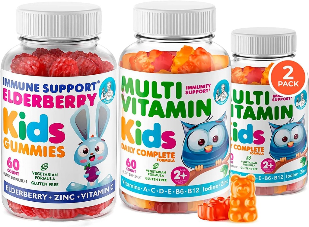 DR. MORITZ Sunde Kids Essentials Pack - Kids Elderberry Gummies (60 Greve) med Multivitamin (120 Greve)