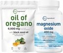 Micro Ingredients Oil of Oregano Softgels 6,000mg Per Serving & Magnesium Oxide 400mg Bundle Pack Removal 124; 4X Strength Carvacrol & Thymoquinon Removal 124; Elemental Form for Max Concentration