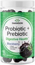Swanson Probiotic + Prebiotic Gummies - Digital support supplement til fremme af fordøjelsesfunktion & tarmregulering - Hjælper til at understøtte immunsundhed - (BlackBerry, 60 Gummies)