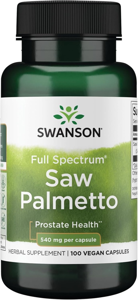 Swanson Saw Palmetto - Herbal Supplement Promoting Male Prostate Health Support - Natural Hair Supplement & Urinary Health Support - 540 mg 100 Capsules