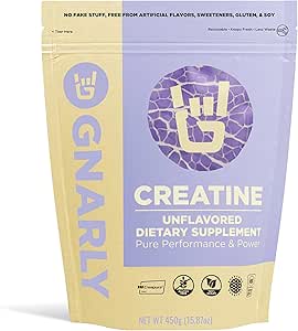 Gnarly Nutrition Creatin Powder - Creapure, Vegan Creatin Supplement - NSF Sport Certified, Optimized Recovery - Sports Nutrition - 5g Creatin Monohydrat - Unflavored, 15.87 oz