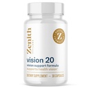 Zenith Labs Vision 20 Eye Vitamin - Lutein, Zeaxanthin, og Bilberry Extract - Understøtter Eye Strain, og Eye Health - Carotenoid Blend