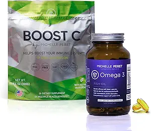 Fish Oil Softgels & Vitamin C Blend, Premium Vitamin C Powder & Omega-3 Protocol, Energy Boosting, Vegan, Gluten-Free (1-Month Supply)