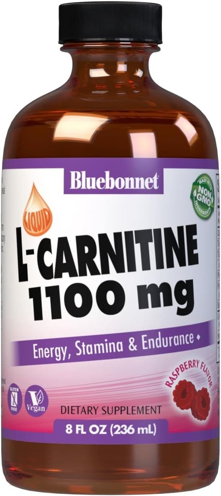 Bluebonnet Liquid L- Carnitin 1100 mg, Hindbær, 8 Fluid Ounce