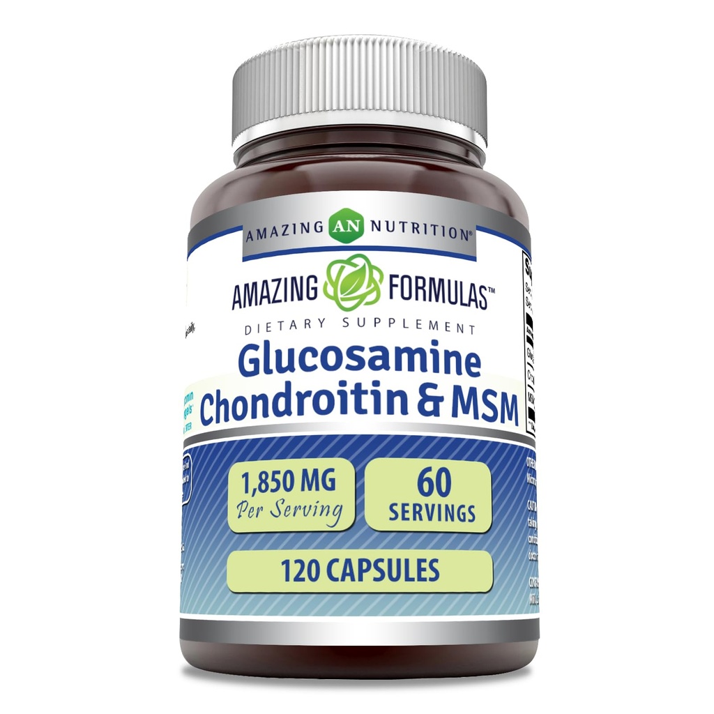 Amazing Formulas Glucosamin Chondroitin MSM 1850 mg Per Serving Kapsler Supplement 124; Non- GMO Note 124; Gluten Free