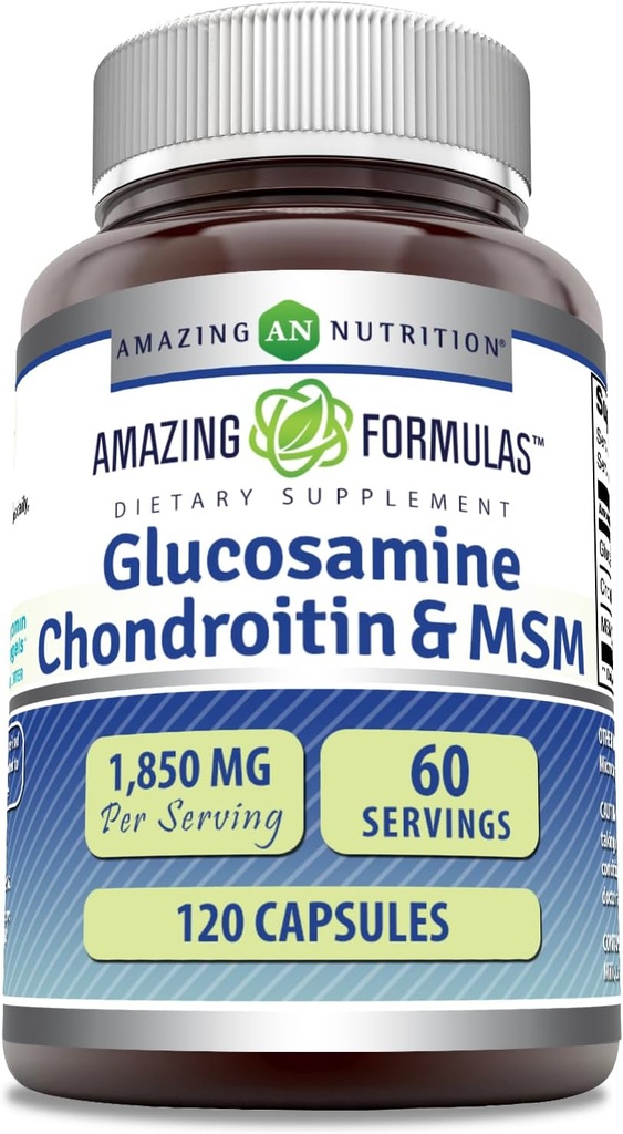 Amazing Formulas Glucosamin Chondroitin MSM 1850 mg Per Serving Kapsler Supplement 124; Non- GMO Note 124; Gluten Free