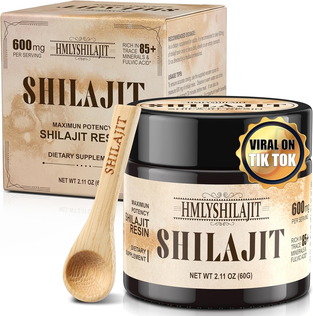 Geloo Shilajit Pure Himalayan Organic Shilajit Resin 60 Bedste - Natural Shilajit Resin - Gold Grade 100% Shilajit - med 85 + Trace Minerals & Fulvic