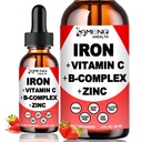 Flydende jerntilskud w / C-vitamin, A, B- kompleks, Vegansk jerndråber med høj potens Flydende Vitamin & Jerntilskud til kvinder, mænd & børn - Support Red Blood Cell, Energy, Anæmi & Træthed