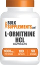 Bulkaddiments.com L- Ornithin HCl Kapsler - L- Ornithin Hydrochlorid, L- Ornithin 1000mg - Aminosyrer Supplement, Gluten Free, 2 Kapsler per servering, 180 Count (pakning med 1)
