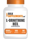 Bulkaddiments.com L- Ornithin HCl Kapsler - L- Ornithin Hydrochlorid, L- Ornithin 1000mg - Aminosyrer Supplement, Gluten Free, 2 Kapsler per servering, 180 Count (pakning med 1)