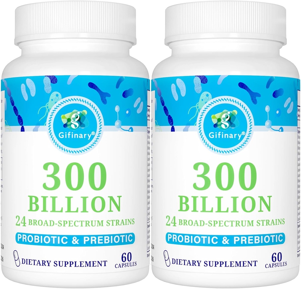 Probiotika til kvinder & mænd - 300 Millioner CFU, 24 Strops Probiotika + 15 Økologiske urter Prebiotika til fordøjelse, Gut sundhed, immunforsvar, obstipation, Diarré & Whole- Body Health - 4 Months Supply