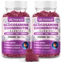 2 Pakninger 2000mg Glucosamin Chondroitin Gummies, Ekstra styrke Glucosamin med Chondroitin MSM & gurkemeje, fælles supporttillæg, Antioxidant immunforsvar - 120 Gummies