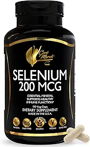 Cocó Marts N.M.D Selenium - Essential Mineral for Thyroid Health -200 mcg- 3 Måned Supply -Gluten Free, Soy Free, Dairy Free, GMO Free, Vegan - 60 Kapsler