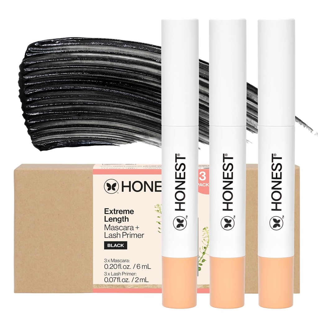 Honest Beauty 2- in-1 Extreme Length Mascara + Lash Primer 3- Pack Dex124; Cruelty Free + Safe for Følsomme Øjne Dex124; 0,27 fl oz hver (pakke af 3)