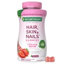 Naturens Bounty Optimal Solutions Hår, Hud og negle Pektin Gummies, 2500 mcg biotin Per Servering, Ingen Stick Gummy, Vegetarisk Formel, Jordbær Flavor, 200 tæller, 100 Total Servering