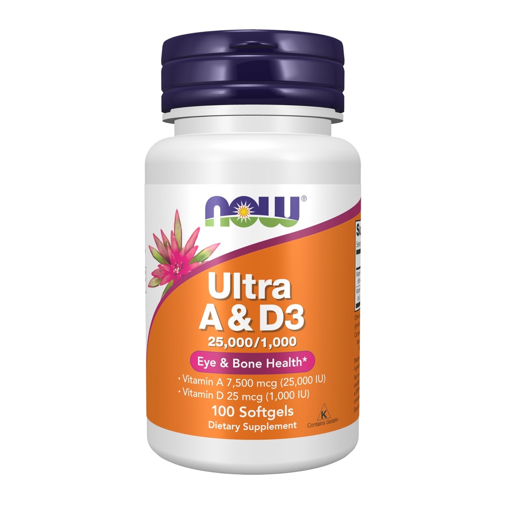 Now Foods Supplements, Vitamin A & D3 25.000 / 1.000 IE, Eye Health *, Essential Nutrition, 100 Softgels