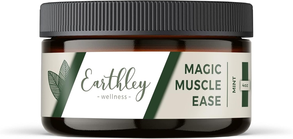 Earthley Wellness Magic Muscle Ease, Magnesium & Arnica Lotion til Sothe Sore Muscles, Fast- Absorbing Relief for kramper, Spænding & Post- Workout Recovery (4oz, Mint)