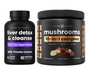 NutraChamps Lever Detox & Mushroom Powder - Kognition, Detox & Immunity Bundle