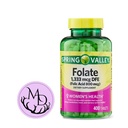 Generisk Spring Valley Folate 1,333 mcg DFE, Folinsyre 800 mcg, 400 tabletter - Kosttilskud, kvinders sundhed Boost, Metabolisme & Heart Support - Bundle med + Sticker Dri Store