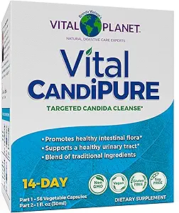 Vital Planet - Vital Candipure Intestinal Cleanse Formuleret til at opretholde en sund intestinal balance, 2-Part - 14 dag Kit, 56 kapsler, og 1fl oz flydende urteekstrakt