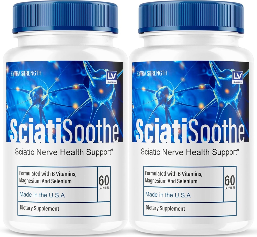 LIVORKA (2 Pack) Sciatisoothe - Sciatisoothe Supplement, Sciatisoothe, Sciatisoothe Vitaminer, Sciatisooth, Sciati Soothe Supplement, Sciati Soothe Kapsler, Sciatic Sooth, 120 Kapsler til 2 Måneder
