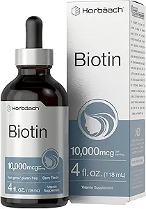 Horbäach Biotin Liquid Drops 10000mcg Yep 124; 4 fl oz Yep 124; Berry Flavor 124; Vegetar, Non- GMO & Gluten Free Supplement