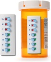 Peel and Stick Genbruges til 12 + Refills, Pill / Medicin / Vitamin / Pet Med Tracker & Reminder, Vedlæg til din flaske, Organizer-Free, Buet Back (Hvid, 2 - Pack)